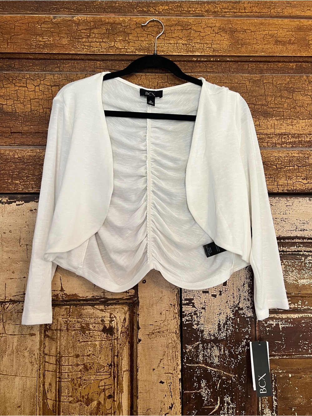 BCX White Bolero Cardigan | Bridal Shrug Cover Up | Cropped Wedding Sweater | XL